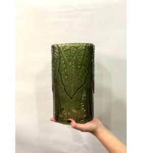 jarrón cristal hojas